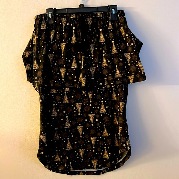 PJ’s * Trees and Stars * 2pc Pajama Top & Shorts Set * size XL * Black & Gold * - Picture 4 of 11